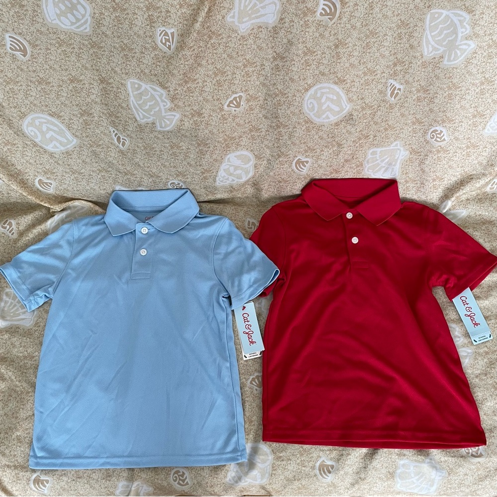 Cat & Jack Kids’ Performance Short Sleeve Uniform Polo Shirts Size Medium